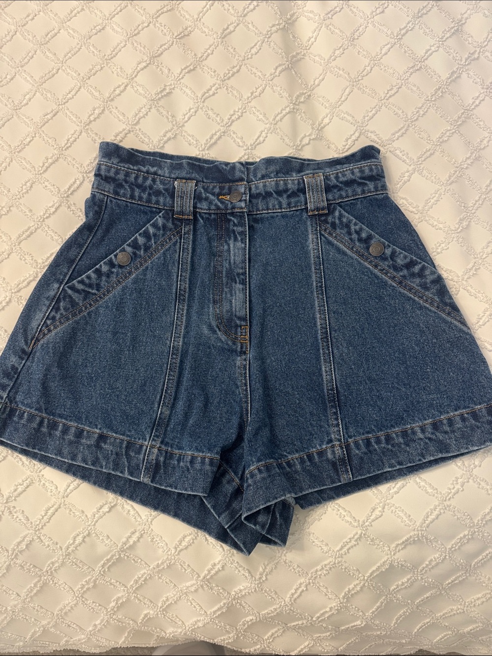 (Revolve) Shona Joy Dark Blue High-Waist Denim Shorts